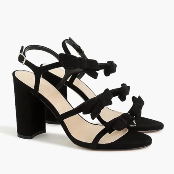 J. Crew Collection Stella Bow Heels - black suede, size 8 - NWOT - Picture 1 of 12